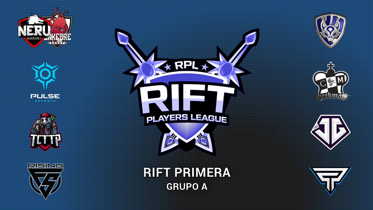 ¡Empezamos con el grupo A de #RiftPrimera!

➡️ @NeruWarriors / <a href="/EnxebreEsports/">Enxebre Esports</a> 
➡️ <a href="/PulseEsports6/">Pulse Esports</a> 
➡️ <a href="/ToCryToThePark2/">ToCryToThePark</a> 
➡️ @UniFive_eSports 
➡️ <a href="/KumihoEsports/">KUMIHO ESPORTS</a> 
➡️ <a href="/CKM_Esports/">CheckMate</a> 
➡️ <a href="/CyclonGamingES/">Cyclon Gaming</a> 
➡️ <a href="/PatriotsGaming_/">croquetasfritas29</a>