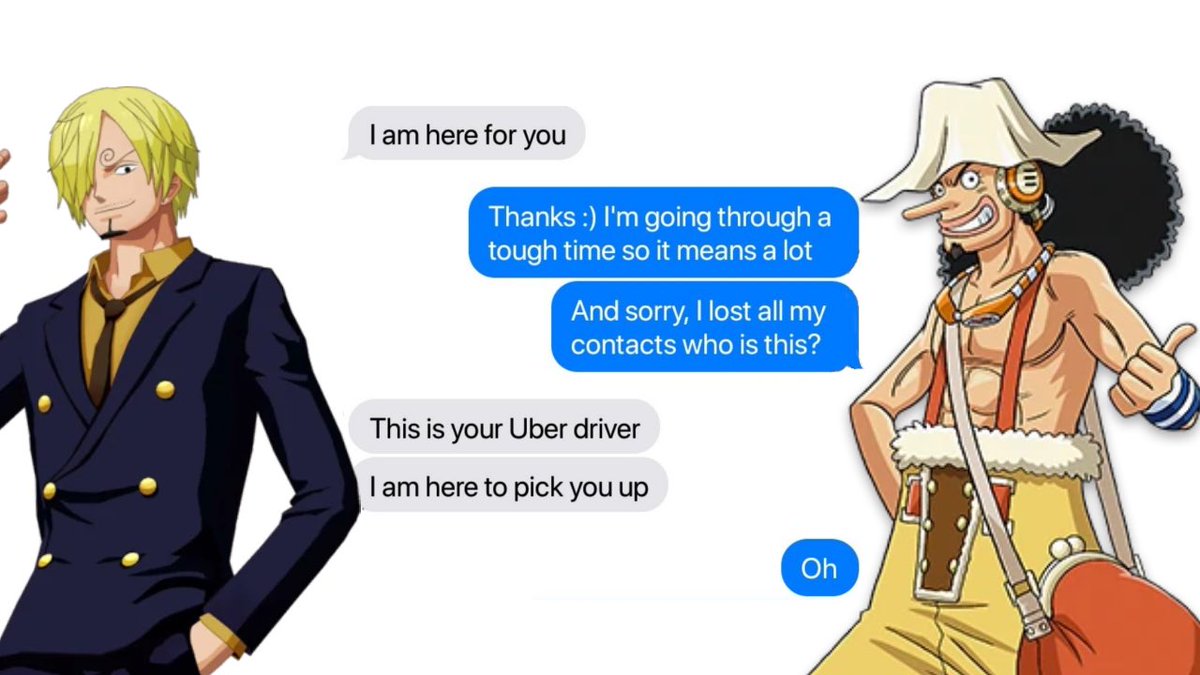 Thread of one piece characters as text chats