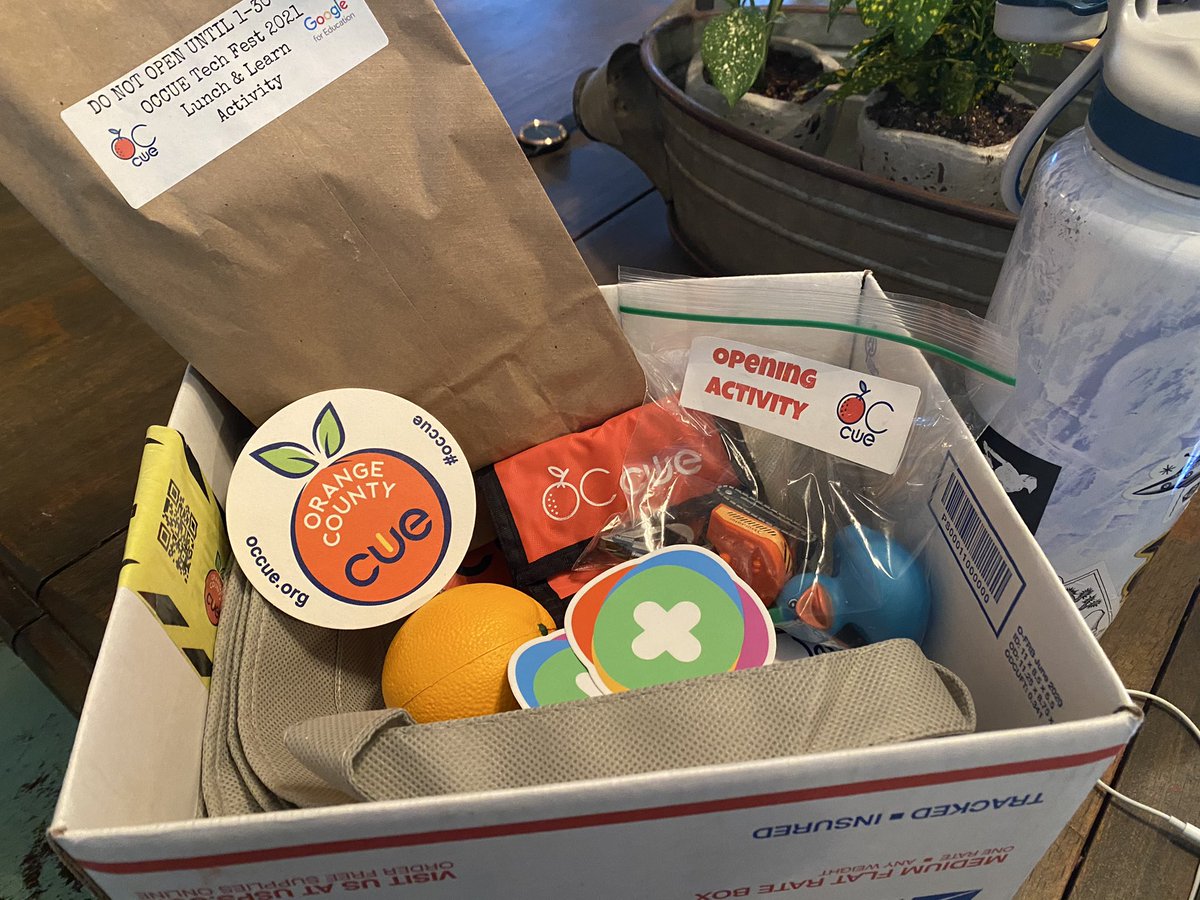 Mystery 🧙Box 📦 Openened!!! Great 😊 goodies 🍊❤️💻 #occue #techfest21 @occue @IACUE @cueinc