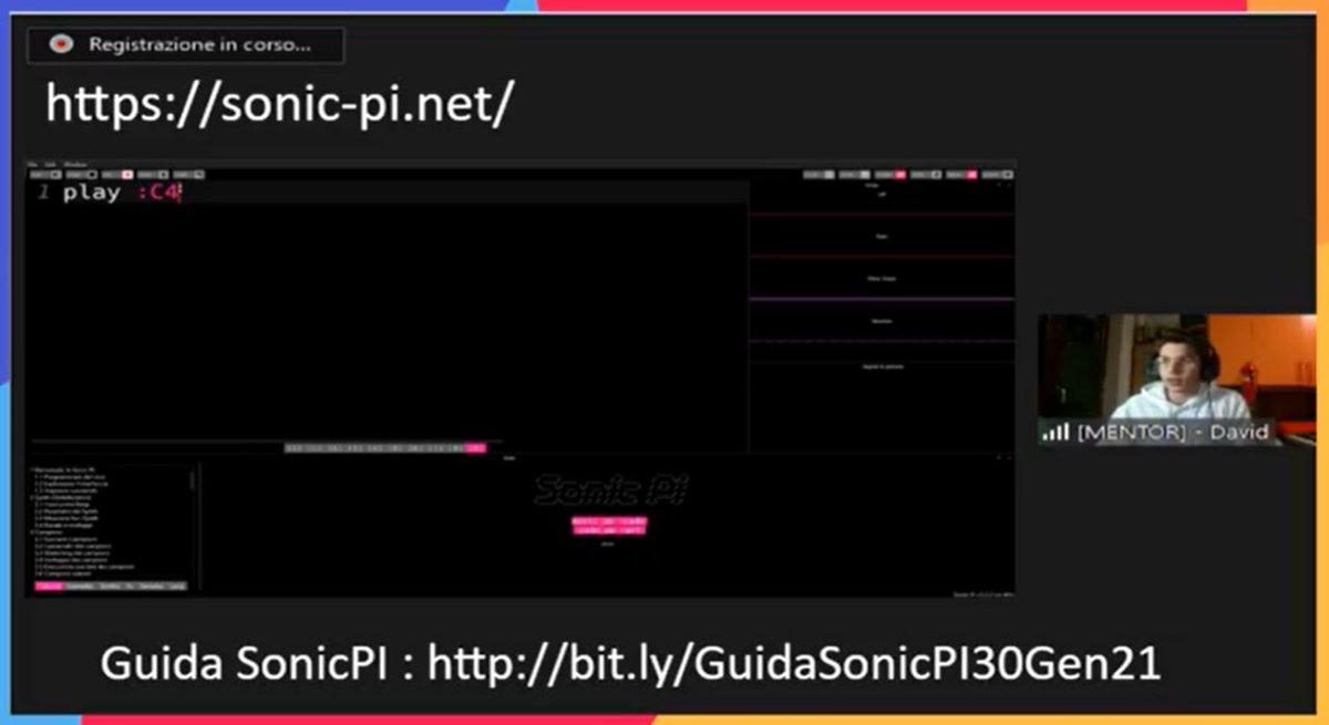 CoderDojoSPQR's tweet image. Programmare la musica non è mai stato così divertente 🤩!
Seconda sessione del #OnlineDojo con i Ninja più grandi di #SonicPI 🎼🎹!
🔴 Segui la sessione LIVE sulla nostra pagina Facebook, e sul nostro canale Youtube al LINK bit.ly/3r7yHF3
#scuoladiffusa
@MindSharingTech