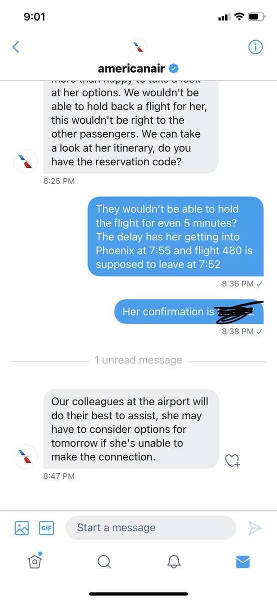 mcberra_'s tweet photo. @AmericanAir Meeting you in the DMs hasn’t gotten us anywhere so far but thanks for the worthless offer! https://t.co/2g0VXAdDS2