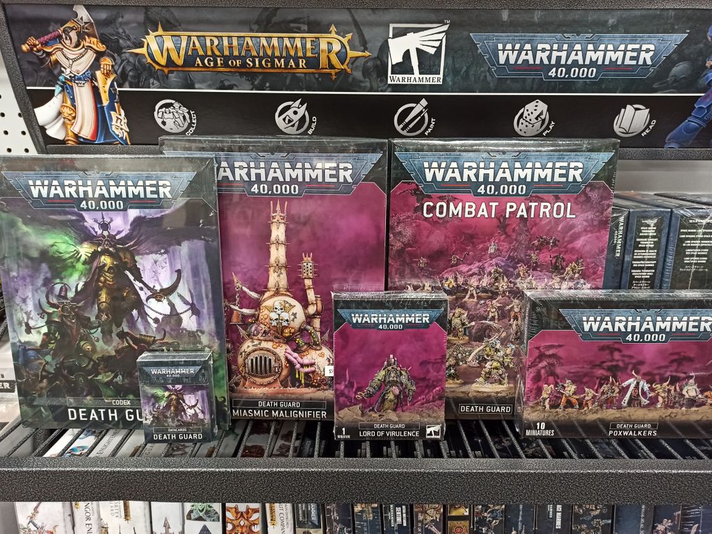 SerenityHobbies's tweet photo. Gamesworkshop new releases, today at NOON! 

#gamesworkshop #gw #w40k #deathguard #miniatures #wargaming #tabletop #gamenight #oneontany #shny https://t.co/203t8VhnPV