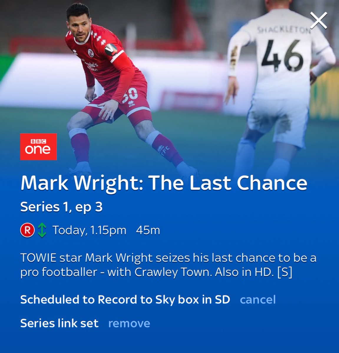 Get this on now, or watch it on iPlayer later. Top boy. Great watch. <a href="/MarkWright_/">Mark Wright</a> 💙💙