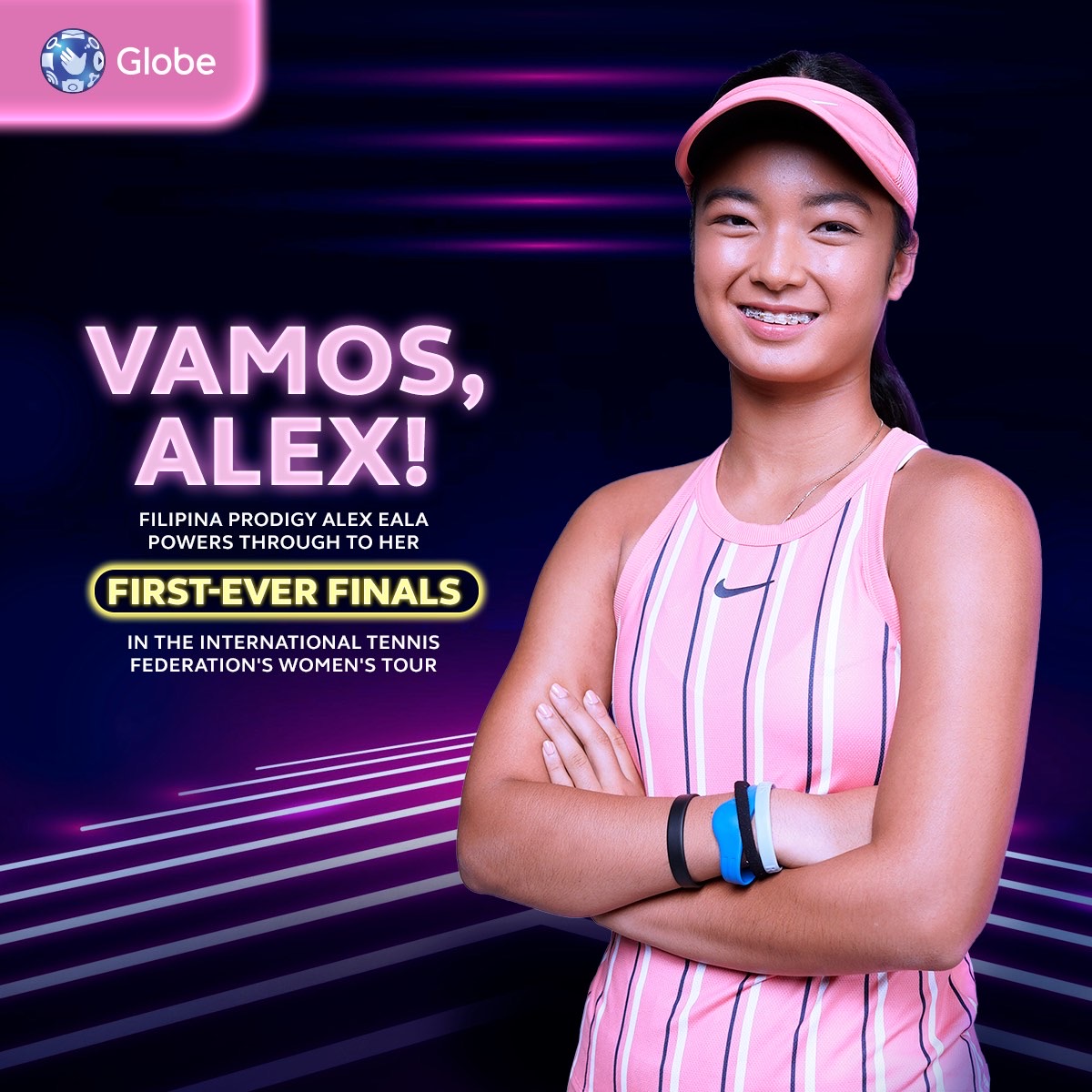 enjoyGLOBE's tweet photo. 15-year-old Filipina tennis prodigy Alex Eala will play her first-ever finals match in an ITF tournament!  
May she #Reinvent her winning streak tomorrow in Spain. 
Mabuhay, Alex! https://t.co/gd7JgQOyS5