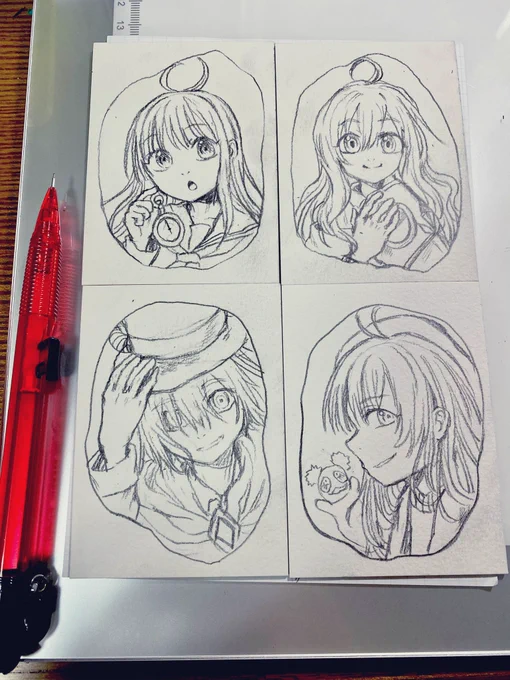 #ガチ制作会 
今まで描いた子達をもう一回描いてみたが!前より上手くかけた気がする!みんな素敵な子達です。 