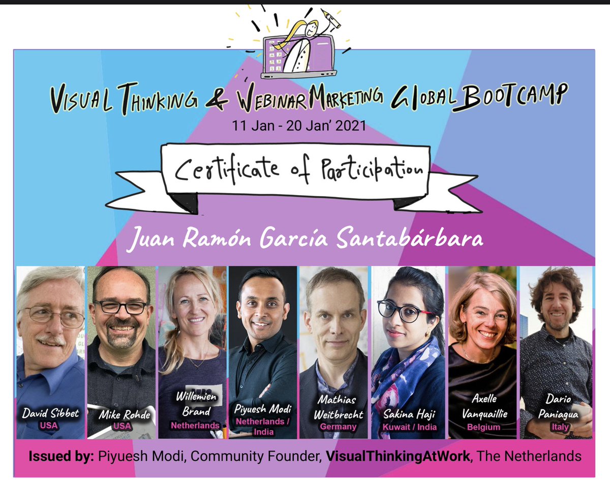 jrgsanta's tweet photo. From January 11 to 20 I have had the opportunity to attend the #VisualThinkingAtWork  @davidsibbet @rohdesign @curiouspiyuesh 
@dariobreadandwater @axelle_vanquaillie_ @mathiasweit @sakinanimation @willemienbrand 
https://t.co/t7vkx03xNS https://t.co/cGI0ydsRtK