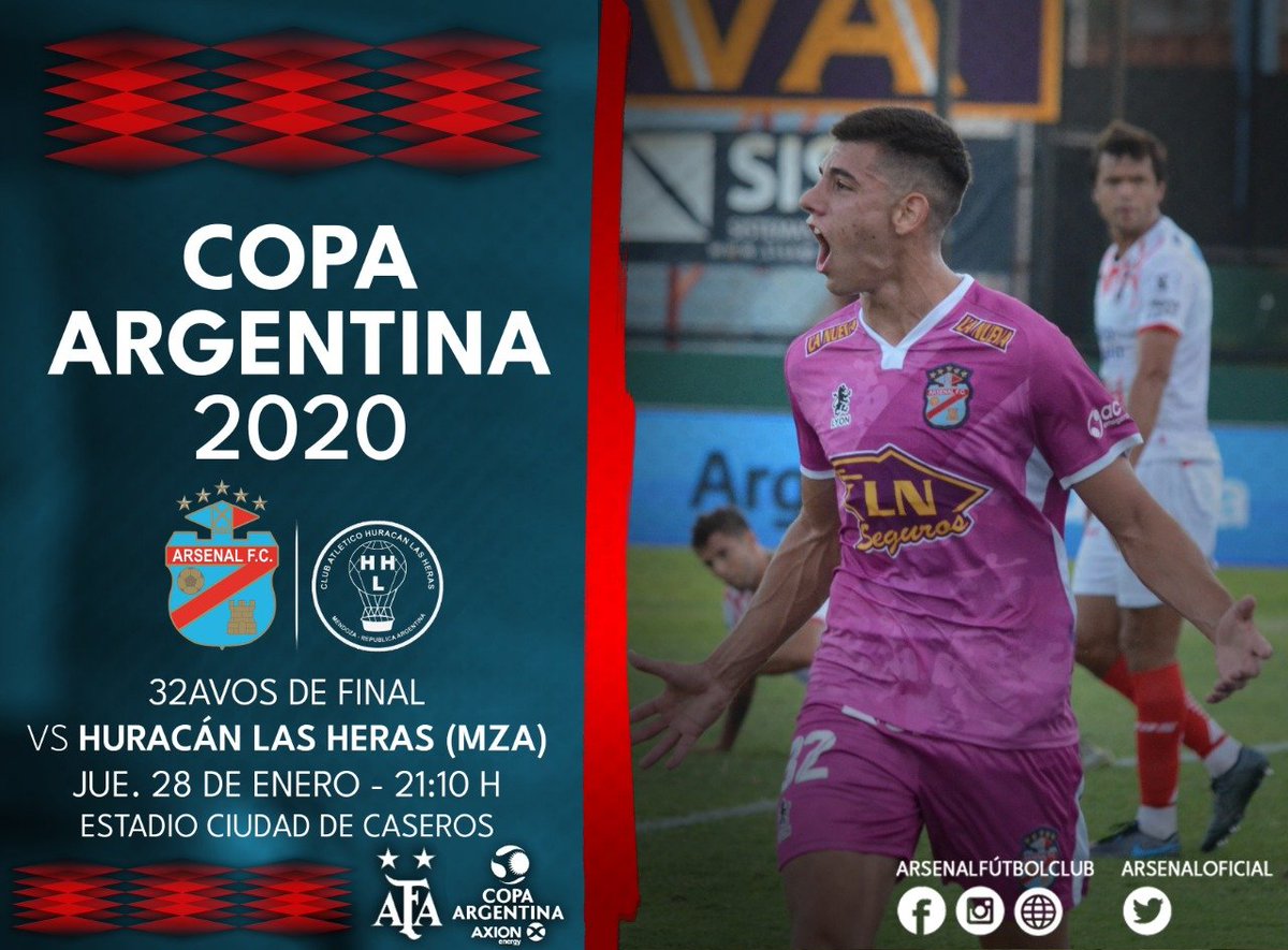 Día y horario confirmado para enfrentar a @prensahuracan ⚽🏆

¡Vamos Arsenal! 🇨🇩❤️
