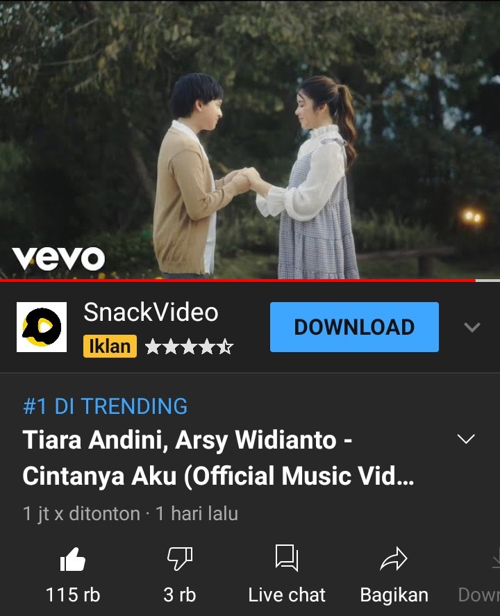 Selamat untuk Titi,Arsy,Papa Yovie,dan seluruh tim atas trending 1nya MV Cintanya Aku 😍 
#ArTiCintanyaAku