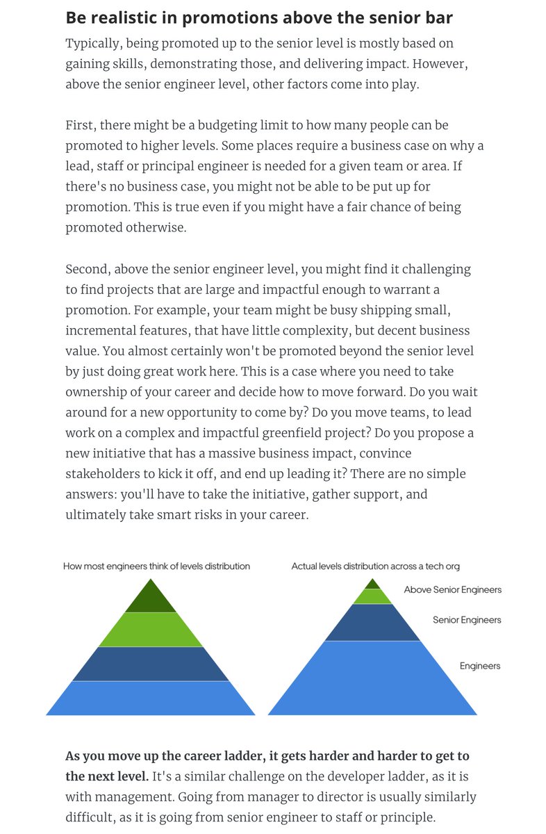 2. (Cont'd) It's in all managers' interest to have people promoted who are already performing at the next level. Makes the manager look good! You're on the same team.3. Be realistic about what it takes to be promoted above the senior levels. These are usually far more difficult.