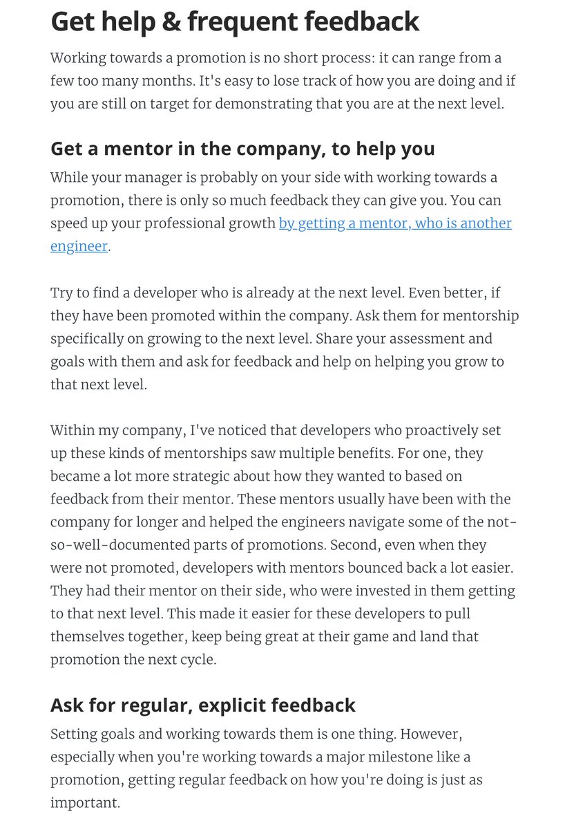 4. Set goals to "close the gap" that you have compared to the next level. Act like you would like if you had the title. Keep a work log.5. Find a mentor within the company. Ask for regular feedback.