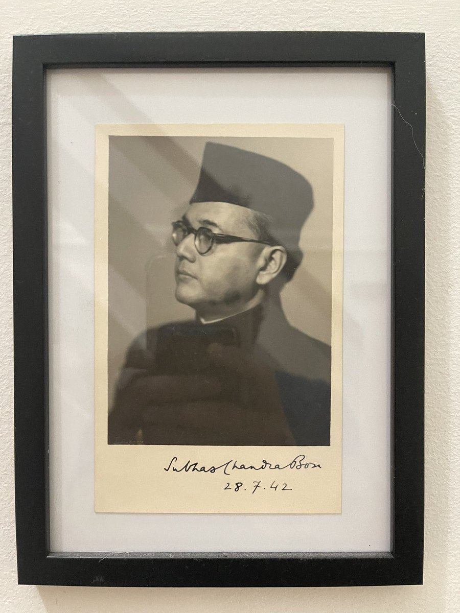 One of my most priced possessions. A personally signed photo of Netaji Bose. Also got a signed letter along with this dated 29 July, 1942 when he was in hiding in Germany 🙏🏽🙏🏽🙏🏽🙏🏽#NetajiSubhasChandraBose #Netaji #NetajiJayanti #Netaji125