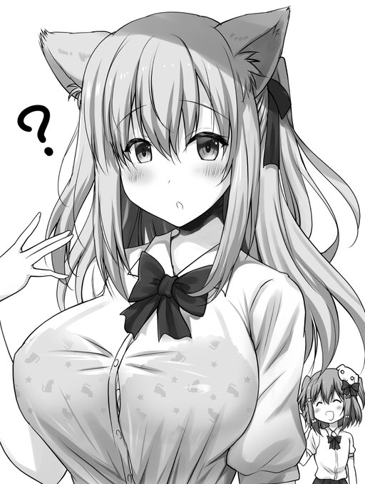 「あーっ!みしろ、猫のブラ透けてる～っ(大声)」#みしろんあーと #たまきあーと 