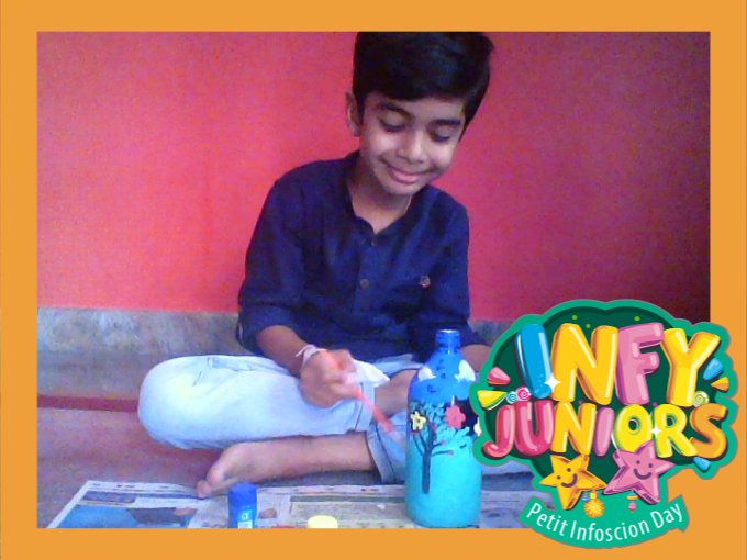 dev20may's tweet photo. Abhinav's first Bottle Painting #LifeatInfy #InfyDairies #InfyPetit2021 #InfyJuniors #FunatInfy #VirtualPetit #GreenPetit https://t.co/SFo0LUL58w