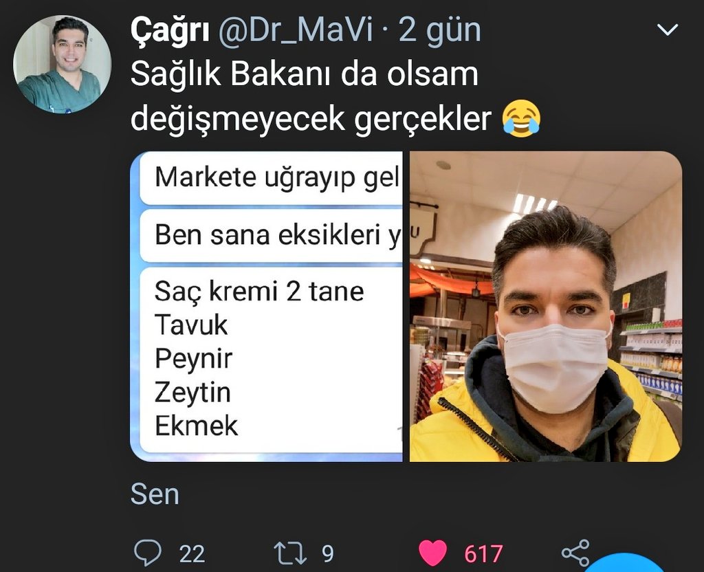 Sevgili eşim <a href="/Dr_MaVi/">Çağrı</a> , benim verdiğim listeyle markete değil Uzungöl'e gitseydin, şimdi doktorların %99 u ezik olmayacaktı 😂