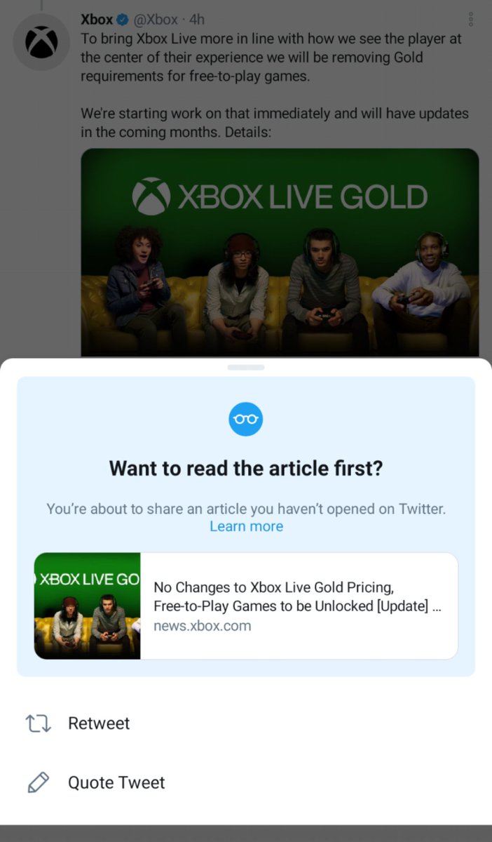 AllRoundGamerEU's tweet photo. Accidentally clicked on the retweet button instead of on the article with my fat thumb. This is actually a dope new feature from @Twitter to try and combat misinformation. https://t.co/wCoZR4Pr6L