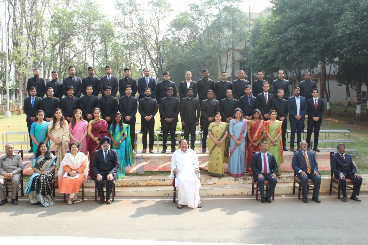 VPIndia's tweet photo. The Vice President with the Officer Trainees attending the Foundation Course at MCR HRD Institute. #MCRHRD #NetajiJayanti https://t.co/1nnpOrHlIz