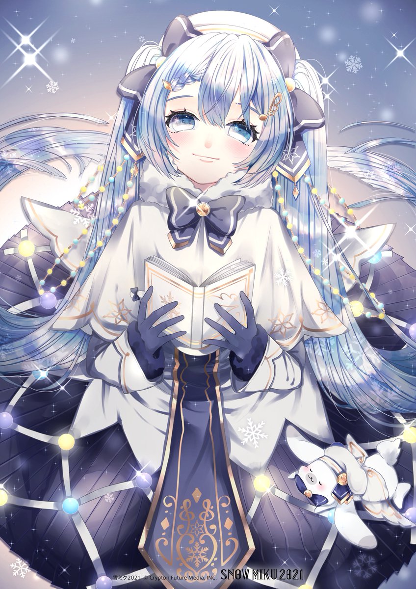 初音ミク ,ラビット・ユキネ ,雪ミク 「雪ミク2021❄️ 」|波風ぼんのイラスト