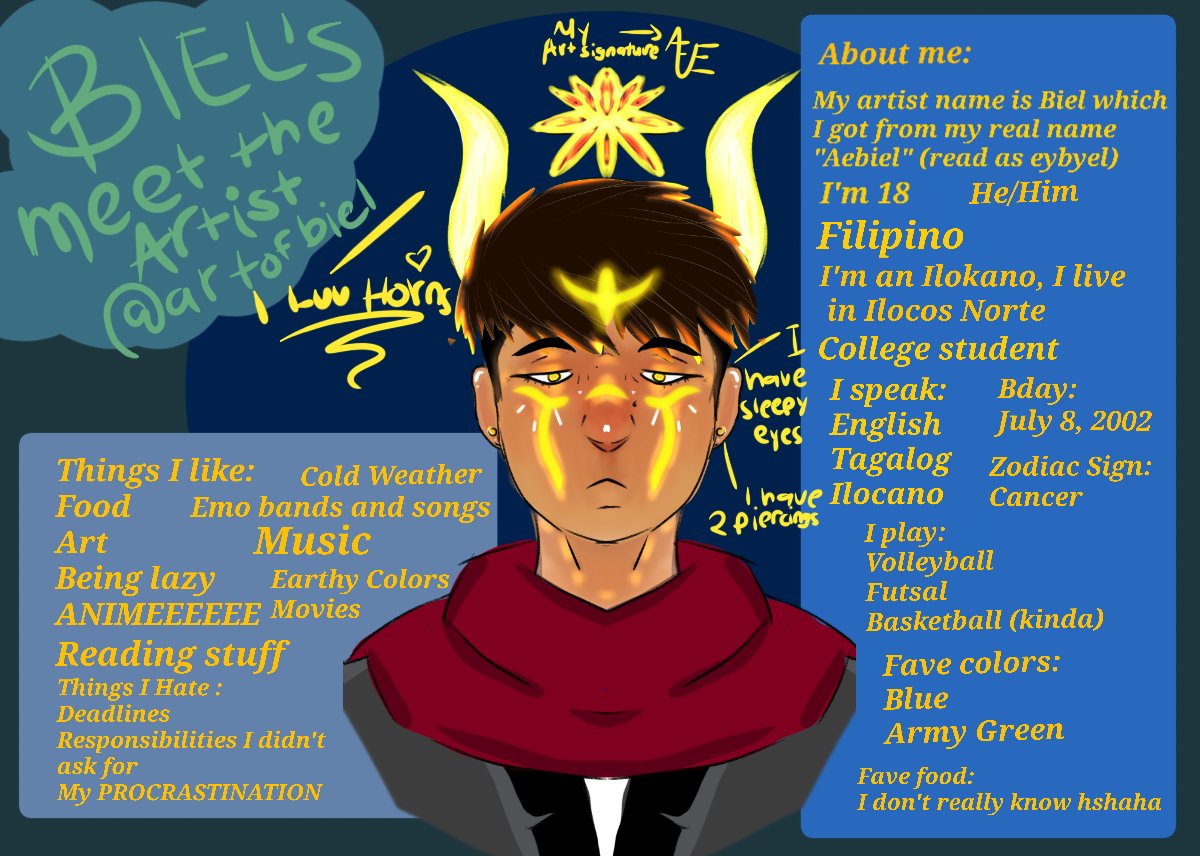 artofbiel's tweet image. Sorry for being late!! In celebration of me reaching 200 moots, here's my Meet the Artist!! I hope y'all like it! 🥰💖✨

#MeetTheArtist
#artph
#MeetTheArtist2021
#ArtistOnTwitter
#ArtistsofSEA