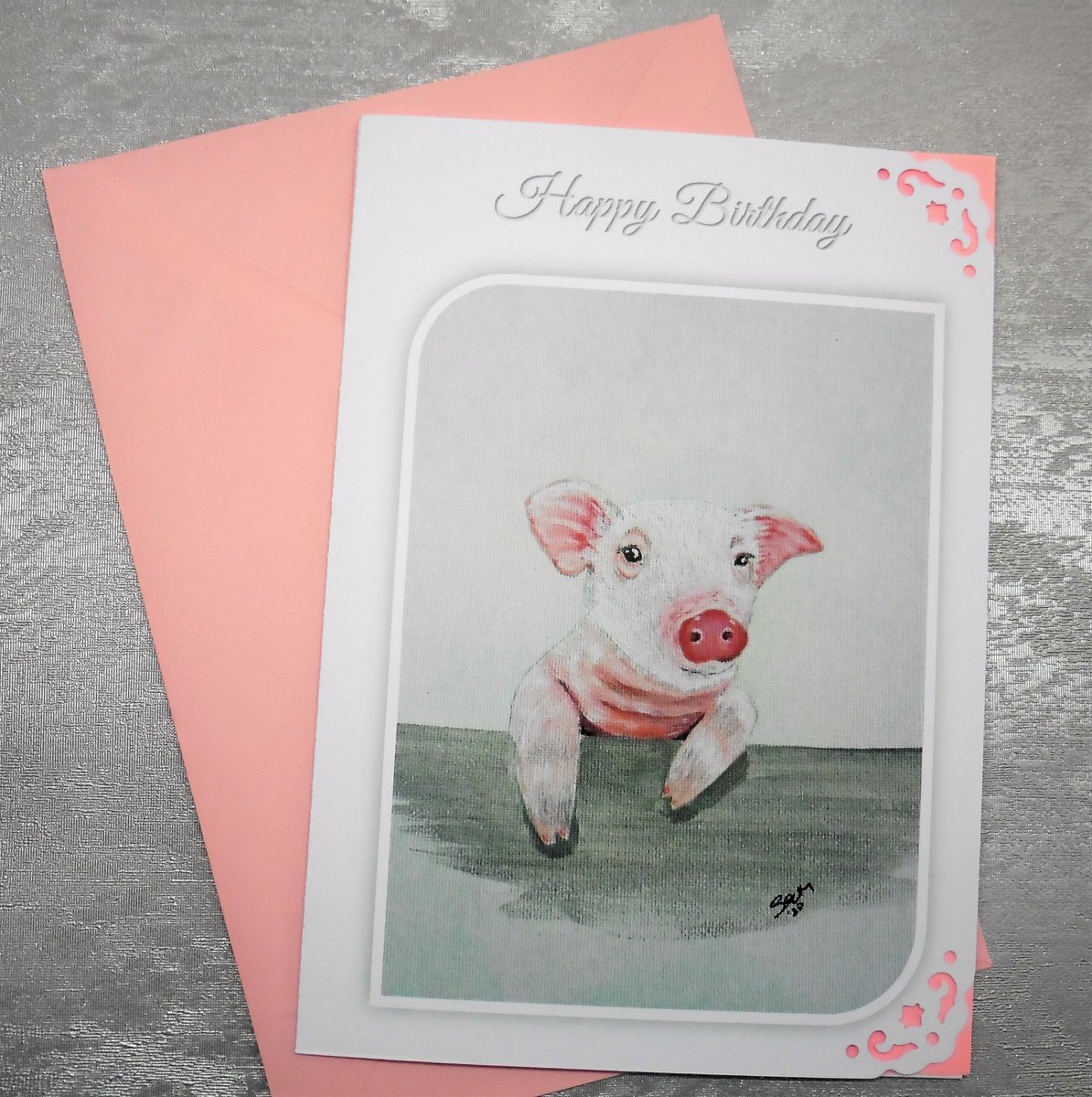 SallyMarlow2's tweet photo. Been making cards, this one now in my #etsy shop: Pig Birthday Card, Piglet Design Individually Handmade from my Original Acrylic Painting.  https://t.co/qRRKW59yah #birthday  #piglet #ukgiftam #ukgifthour #onlinecraft #Crafturday https://t.co/xGJ2sbC7k6