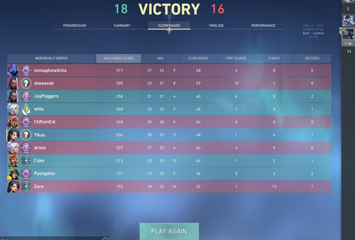 Best valorant game ive been apart of. Clutch mentality on both teams was crazy. all that for p3 tho lol
