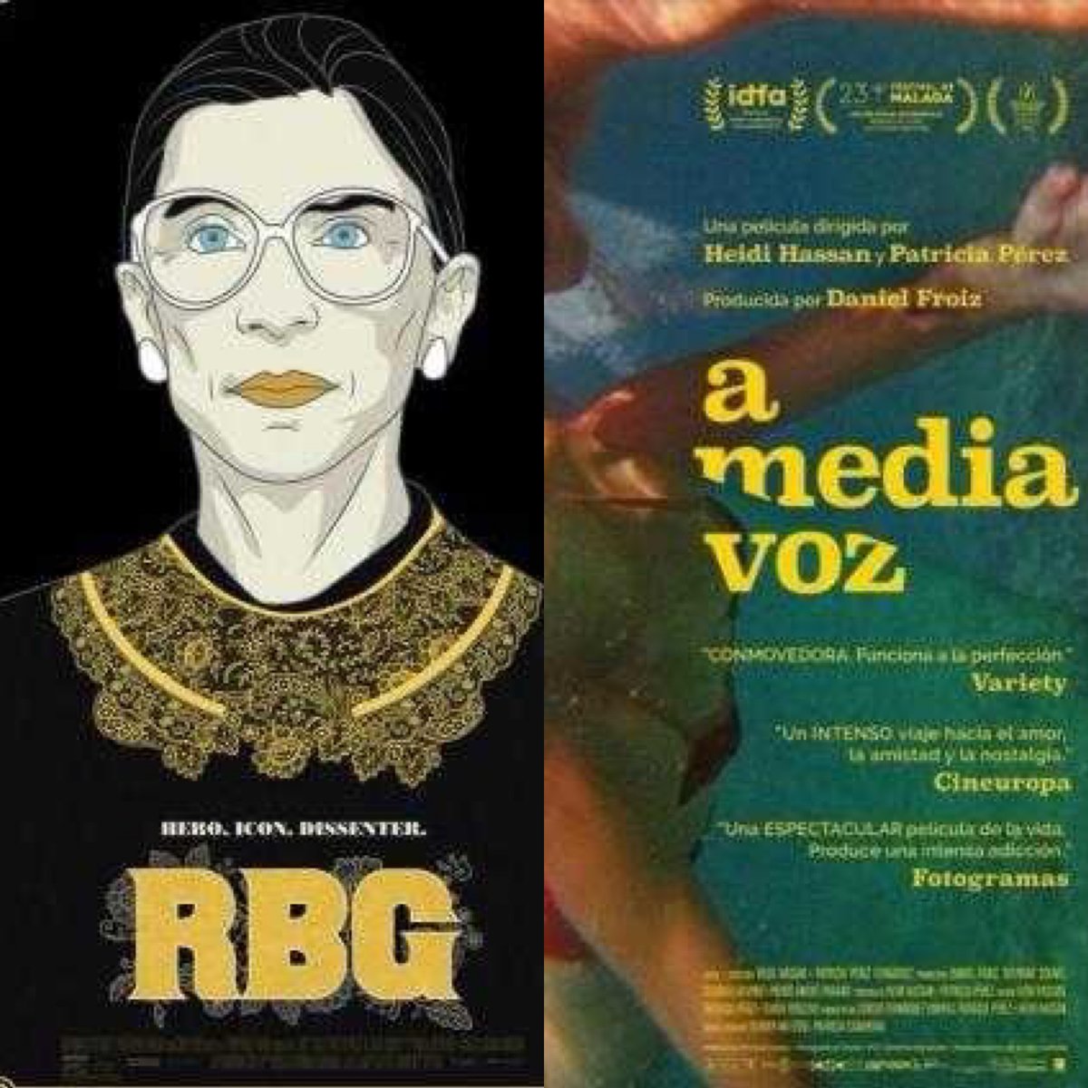 cinesmercado's tweet photo. Mañana de cine en #cool_docs. A las 12.00 podremos ver RBG, sobre la impresionante vida de la juez del Supremo de EEUU, Ruth Bader Ginsburg A las 12.30, A media voz nos habla de los retos de la emigración a través de dos mujeres cubanas. https://t.co/HnMAQL6oQ5