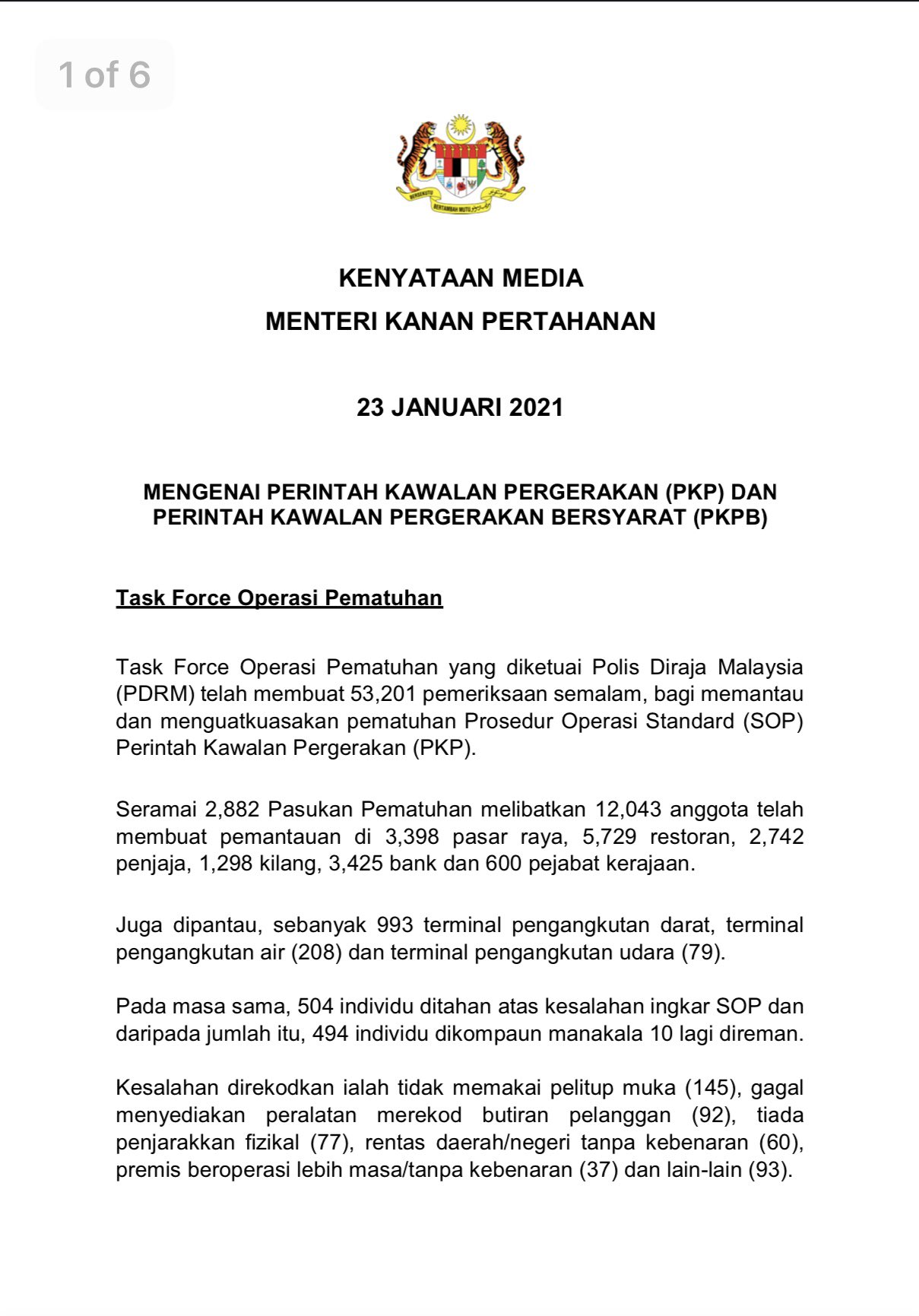 MINDEF Malaysia on Twitter: "Penamatan PKPD Pusat Koreksional Johor