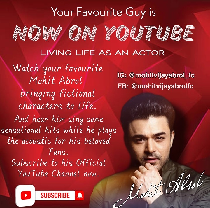 AbrolFc's tweet photo. Hello there Beloved Fan! ♥️
Your Favourite Guy is now on @YouTube

LINK ✨In Instagram Bio✨

#actor #actorslife #mohitabrol  #youtube #youtuber #mohitvijayabrol  #youtubechannel  #youtubeindia #youtubemusic #bollywood #bollywoodactor #Mumbai
@YouTubeIndia  @YouTubeCreators https://t.co/vmOKsLQw56