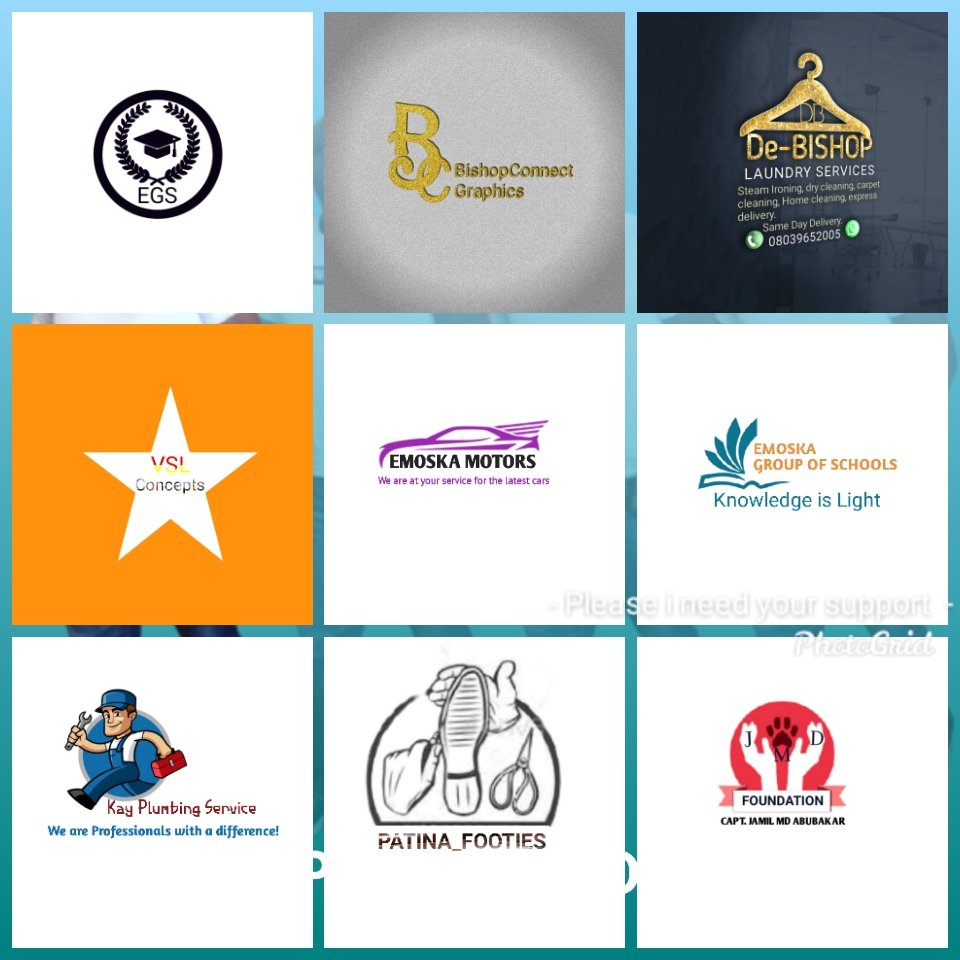 Olatmanuel's tweet photo. #LogoTime showcasing logo designs. Dominion Clothings, Niphemi Global, Sambest Farm, Promzy Construction, Ayoade Organics thanks for contacting us! Frame 1(sample designs) Frame 2(customer's designs). BishopConnect Graphics! Belief creates the actual fact.….. https://t.co/ly1lFpUT7L