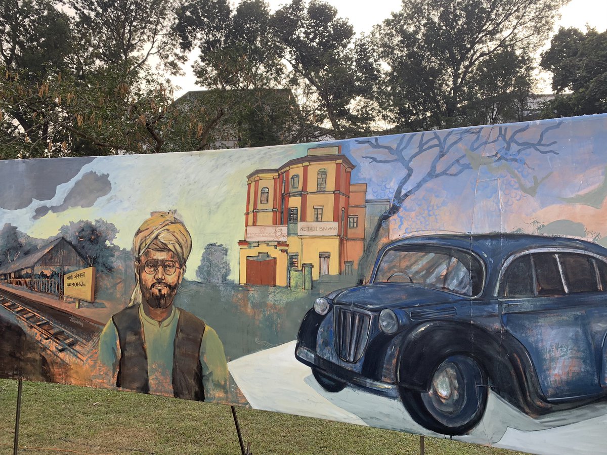 PMOIndia's tweet photo. At Kolkata’s National Library, a unique tribute is being paid to Netaji Subhas Bose on #ParakramDivas, through beautiful art. https://t.co/Mytasoq2n6