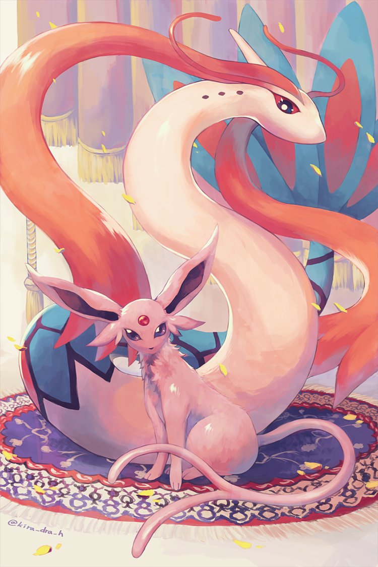 espeon pokemon (creature) no humans sitting looking at viewer petals closed mouth twitter username  illustration images