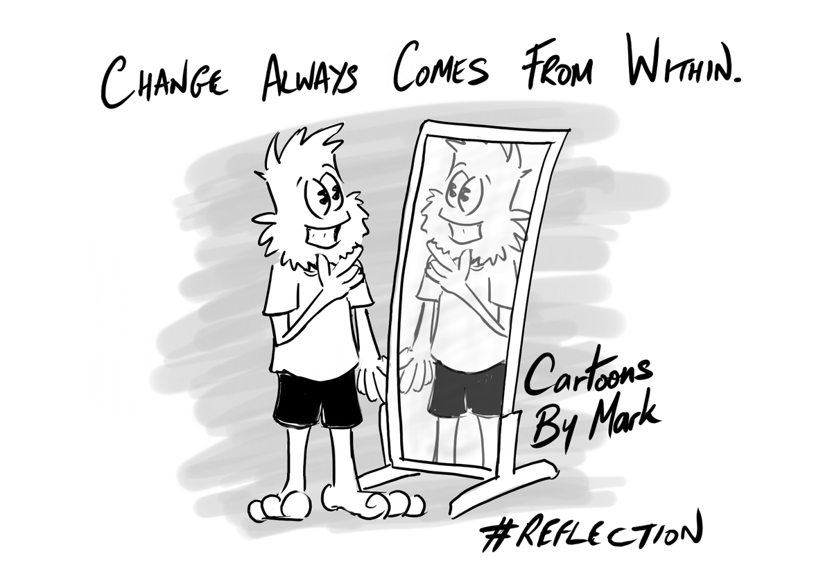 Change Always Comes From Within.
Taking part in the weekly <a href="/inktober/">Inktober</a> #inktober52 challenge. #Reflection 
In this current #COVID19 situation we need to try to stay #positive. 
#cartoon #cartoonist #ArtistOnTwitter #artistsontwitter #sketch #PositiveVibes #MotivationalQuotes #INKED