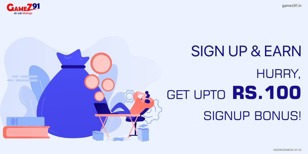 GameZ91official's tweet image. Get‌ ‌an‌ ‌amazing‌ ‌chance‌ ‌to‌ ‌signup‌ ‌and‌ ‌receive‌ ‌up‌ ‌to‌ ‌₹100‌ ‌as‌ ‌a‌ ‌Signup‌ ‌Bonus‌!
Hurry‌ ‌up,‌ ‌register‌ ‌now‌ ‌at‌ ‌games91.in!‌
#GameZ91‌ #Games91 #AbSabKhelenge‌ #Onlinegames‌ #Skilledgames‌ #fantasygames‌ #Signin‌ #Signup‌