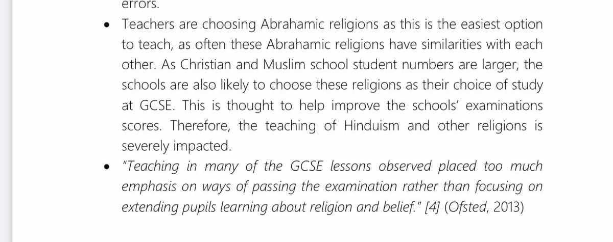 Report suggests that schools are partly teaching Abrahamic faiths at GCSE because it is easier. Not sure this is true, yes I had to work really hard on my subject knowledge to teach GCSE Hinduism but I am sure I would have needed to have done the same to teach Islam or Judaism.