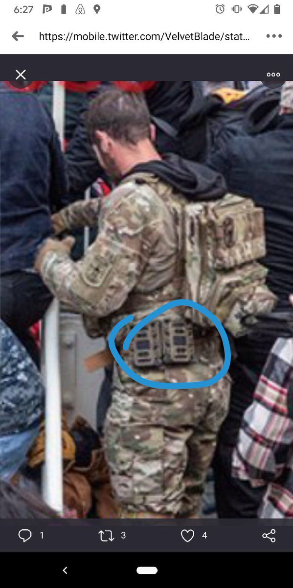  #Magnolia is wearing Scorpion G-code Softshell rifle packs on his belt.They appear to be empty. Usually used for AK, AR & 7.62x51 (.308) magazines.We know zip tie guy (Munchel) stashed weapons. Did Magnolia stash weapons too? https://www.tacticalholsters.com/product/2-pack-rifle-kit/