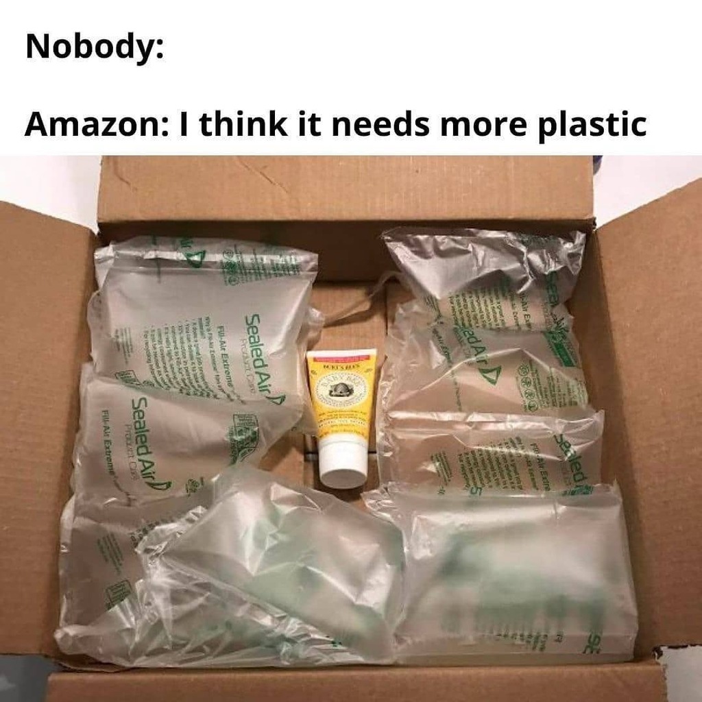 savethyocean's tweet photo. Familiar scene? TAG @amazon to tell them you're sick of their #overpackaging! It's time for the retail giant to take responsibility and truly tackle their plastic addiction.

It's the LEAST they can do. According to @oceana's recent report, Amazon generated an estimated 465 … https://t.co/hn2eIk03OQ