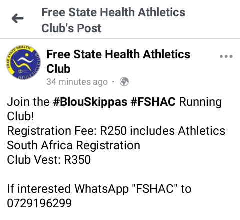 Sebonyane_L's tweet photo. Hello #Bomgijimi I'm in need of R600 to register at FSH Athletics Club. I will appreciate your help. @tumisole @RunningWithTum1 @the_maker_za https://t.co/bB60V6nEzo