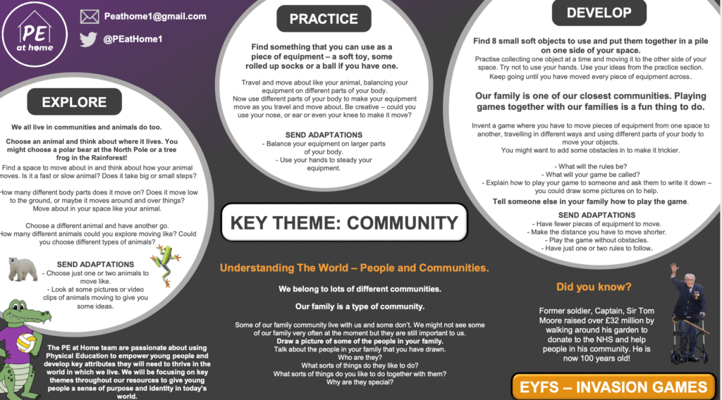 PEScholar's tweet photo. "PE at Home Free Resource Cards" PE at Home resources are back! These are ideal for home learning or remote PE lessons. Cards suitable for each Key Stage (KS1-KS4) and EYFS. https://t.co/qWozkSIIJn #PEScholar @awhitehousePE @PEatHome1#pechat https://t.co/kcSd4FUSjM