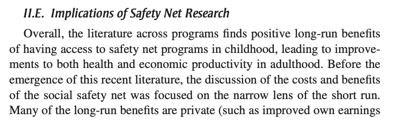 Yet there's compelling evidence that helping children isn't just the decent thing to do, it has long-run benefits to society as a whole 3/  https://www.brookings.edu/bpea-articles/safety-net-investments-in-children/