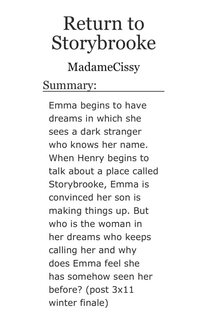 January 23: Return to Storybrooke by MadameCissy  https://archiveofourown.org/works/1086567/chapters/2185839