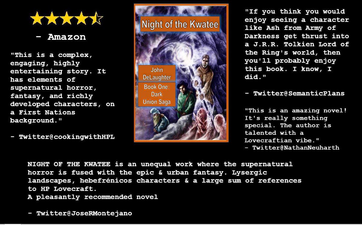 HPL_JDeLaughter's tweet photo. 🤓The reviews are in WHAT A READ!🤓
🔥NIGHT OF THE KWATEE🔥
⚔️#Tolkienesque #Amazing #Supernatural #Horror⚔️
🗣️On kindle, WOW! Great Prices! 5⭐️#LOTR
🇺🇸 https://t.co/adO8J0DyNy
🇬🇧 https://t.co/bjYTOf3P5c https://t.co/hMUwSR0TW1