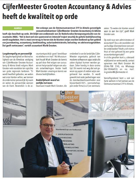 Wederom een leuk een leuk artikel voor #ondernemers. Vrijblijvend kennismaken? Ootmarsumsestraat 319 in #almelo telefoon: 0546-708514.
#CijferMeester Grooten Accountancy &amp; Advies
#harbrinkhoek #mariaparochie #hengelo #enschede #twenterand #tubbergen #mkb #twente