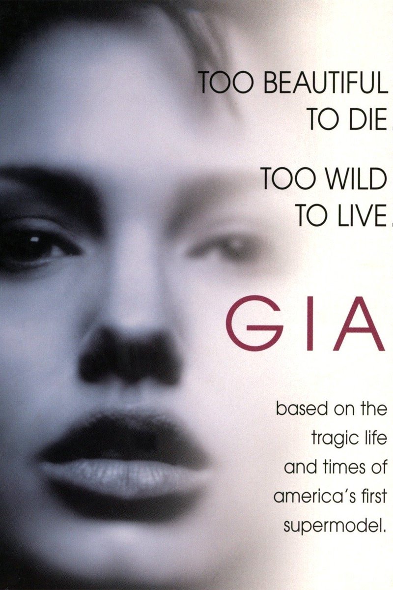 The story of Gia Marie Carangi - model who had the world at her feet until she fell into drugs.Played beautifully by Angelina Jolie. There is footage of the real Gia on YouTube.The modelling industry didn't even know she died until some time after it happened. So sad.