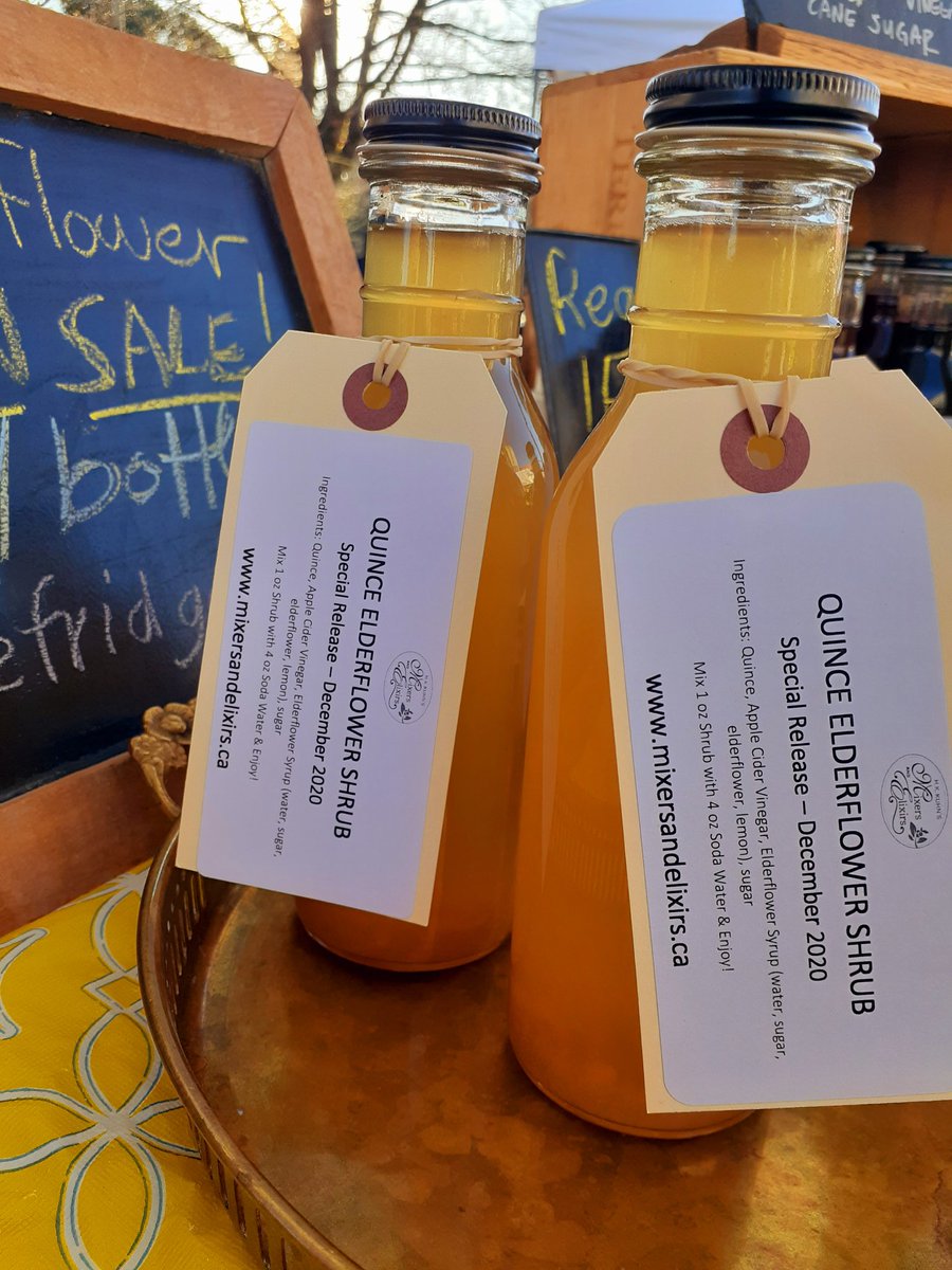 Sunny day here at Riley Park farmers market 🌞 We've got Quince Elderflower shrub on sale for $10 / bottle ⚡ Pick some up and pop into your fridge for later - see you also at Hastings Park on Sunday!