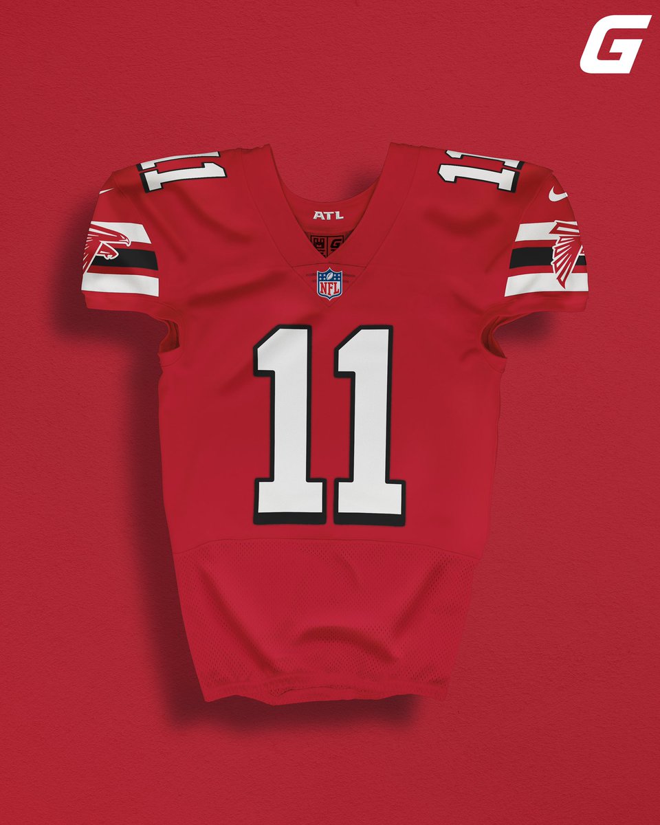 GrantGoldberg's tweet image. redesigned the Falcons' jerseys 🔴⚫️⚪️