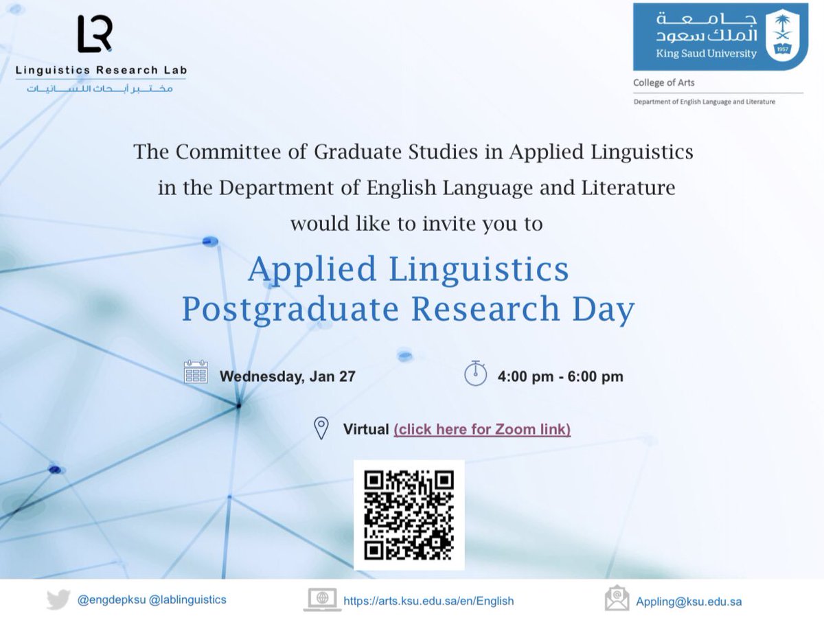 engdepksu's tweet photo. Mark your calendars: Applied Linguistics Postgraduate Research Day https://t.co/stwdufCV2x