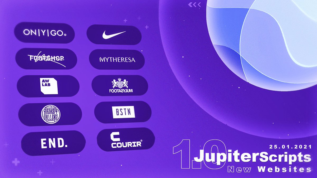 JupiterScripts's tweet image. For JupiterScripts initial release and 1.0 update we are adding 10 new websites to our list! 🥳
After an incredible beta period, JupiterScripts will be publicly releasing on monday, January 25th 🪐
In the mean time, Like ❤️ this tweet and keep your DMs opened 📩