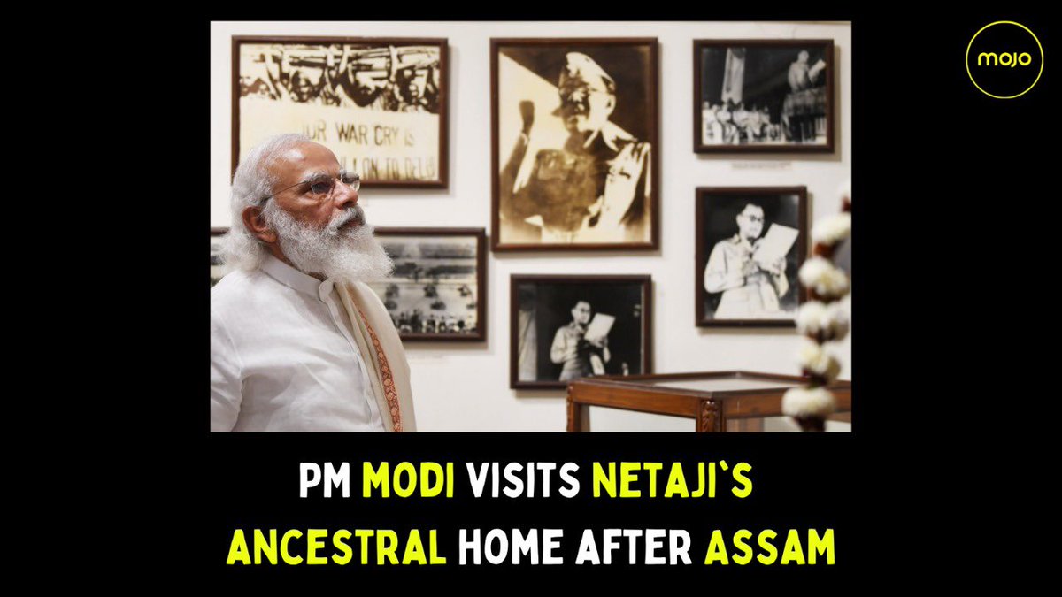 themojostory's tweet photo. Prime Minister #NarendraModi arrives at the National Library in #Kolkata, visits #Netaji Bhawan and Victoria memorial for #Netajis birth anniversary celebration after his trip to Assam. https://t.co/enfE8oZdIv