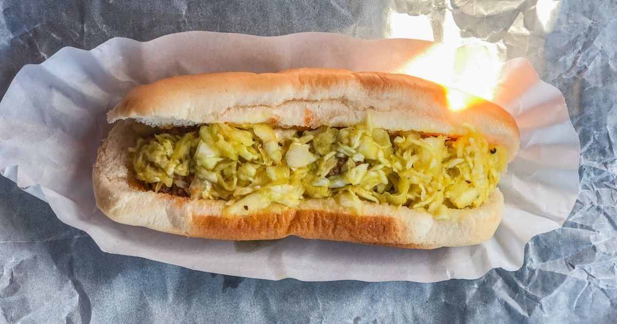 wvpublic's tweet photo. If you go to a https://t.co/N2pTuXs8LT. restaurant and order a hot dog with “everything,” you’ll likely get chili, mayonnaise-based coleslaw, diced onion and mustard. The little town of Marmet, has a tangy twist https://t.co/DoGlqUToR7 #InsideAppalachia #RealAppalachia https://t.co/cPBgvEQzJN