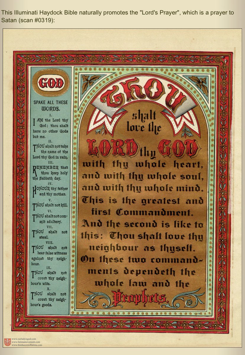 This Illuminati Haydock Bible naturally promotes the "Lord's Prayer", which is a prayer to Satan