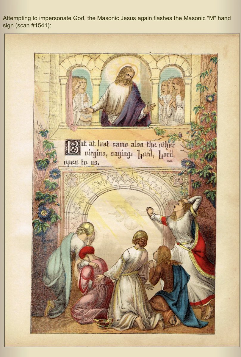 Attempting to impersonate God, the Masonic Jesus again flashes the Masonic "M" hand sign